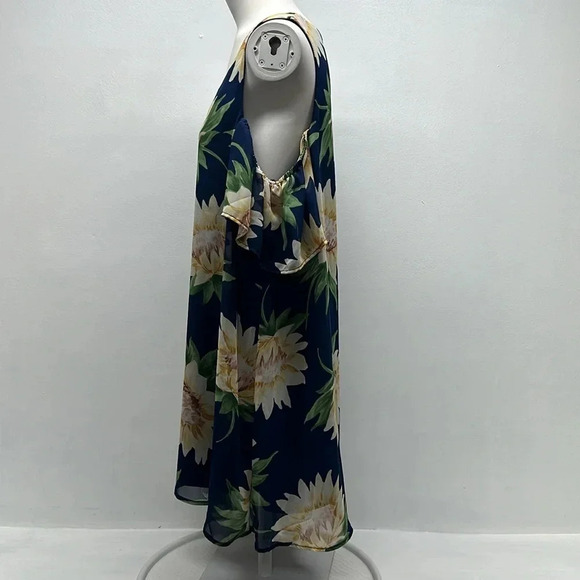 Show Me Your Mumu Birdie Dress Mini Ruffle Sunflower Floral Navy Blue M Medium - Picture 6 of 7